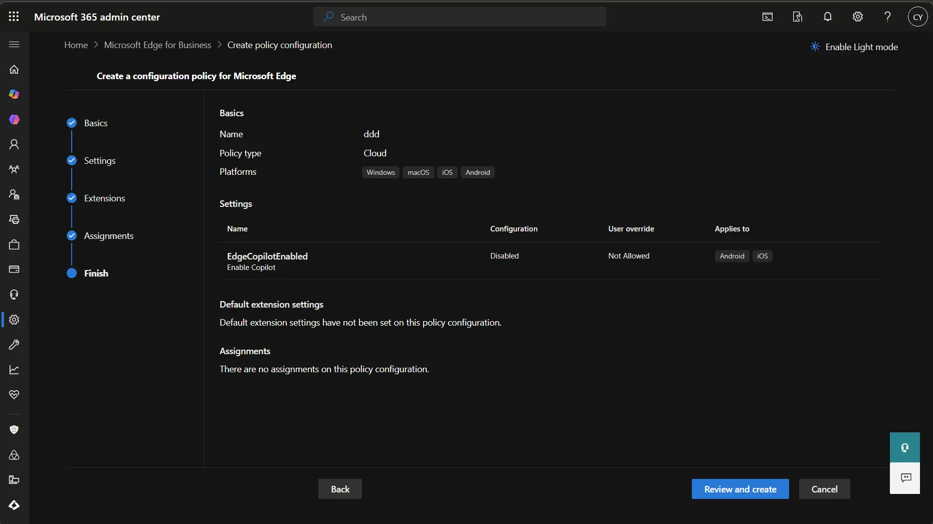Policy Oluşturma Sonrası