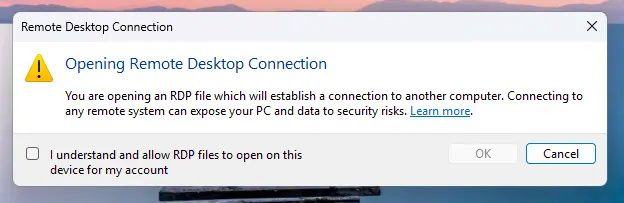 RDP İlk Bağlantı Yapma Diyalogu